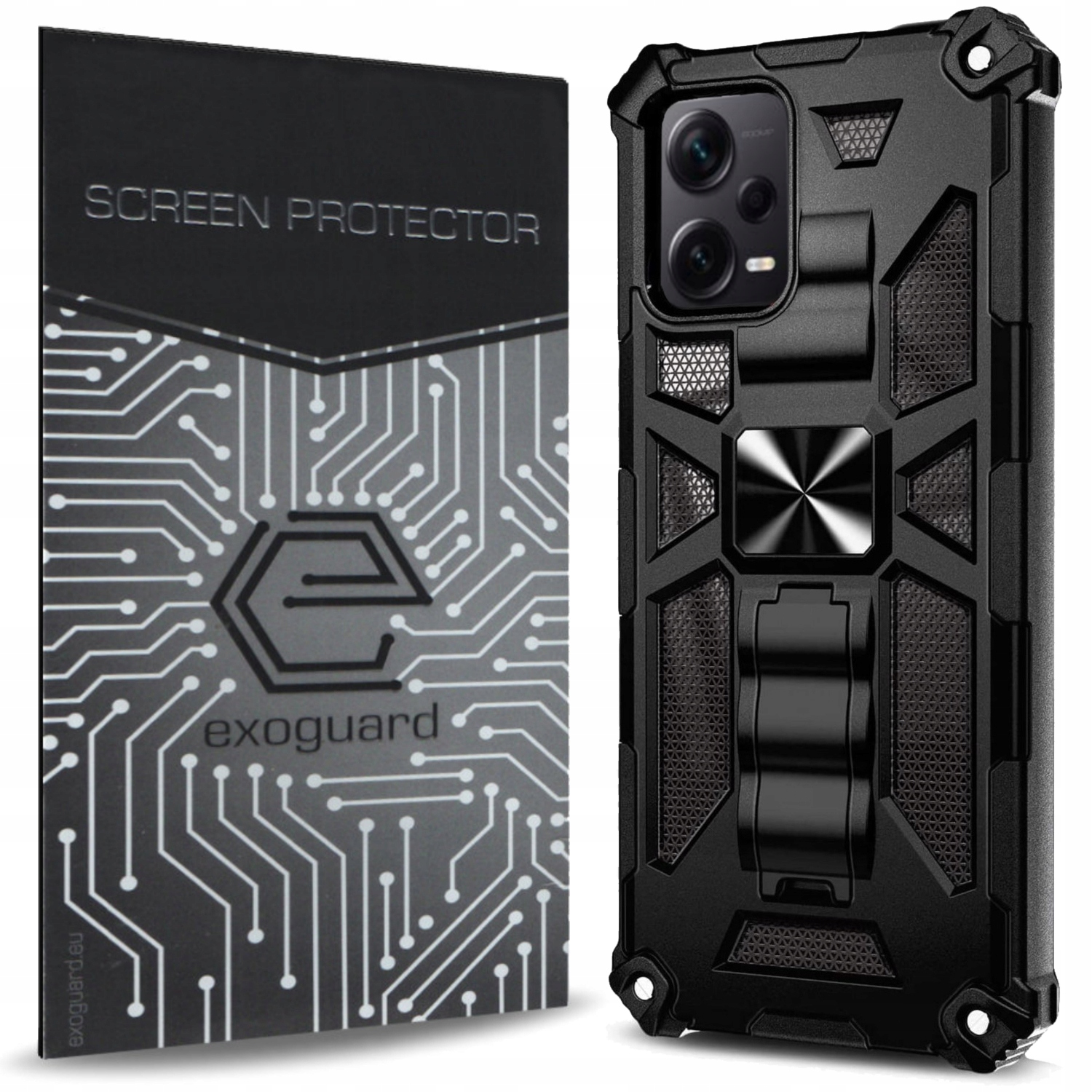 Zadné strany Exoguard pre XIAOMI REDMI NOTE 12 5G / POCO X5 5G VOJENSKÉ Púzdro čierne